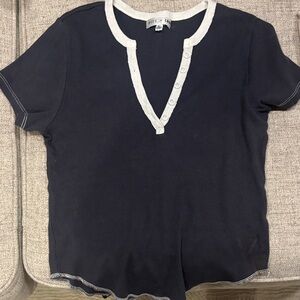 Aritzia Navy Blue Button-Trimmed Women's Top